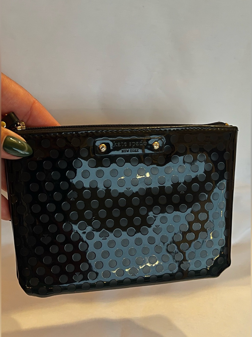 kate spade Black Patent Polka Dot Coin Pouch